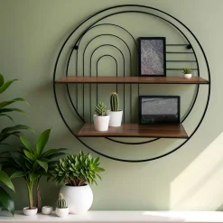 EMINZA Etagère murale métal 2 plateaux + 2 portes photos (D 50 cm) Tiggy Noir Online