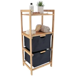 TENDANCE Etagère salle de bain avec paniers 3 niveaux (H90 cm) Purebamboo Noir