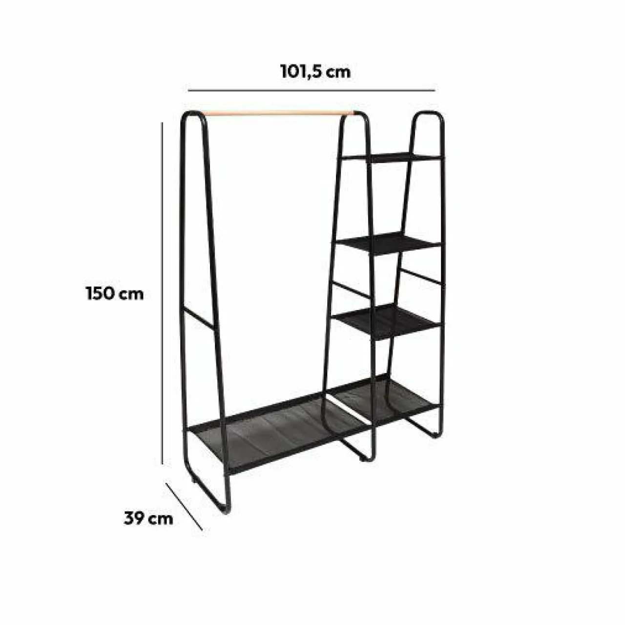 5 Five Simply Smart Etagères et portant à vêtements (H150 cm) Artemis Noir Hot