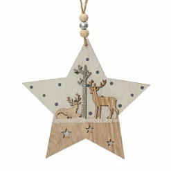 KAEMINGK Etoile de Noël à suspendre (H14 cm) Cerf Naturel