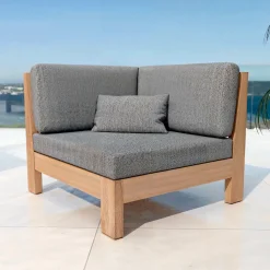 MOBELLIA Fauteuil d'angle de jardin bois d'acacia Bornéo Gris Anthracite Outlet