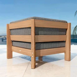 MOBELLIA Fauteuil d'angle de jardin bois d'acacia Bornéo Gris Anthracite Outlet