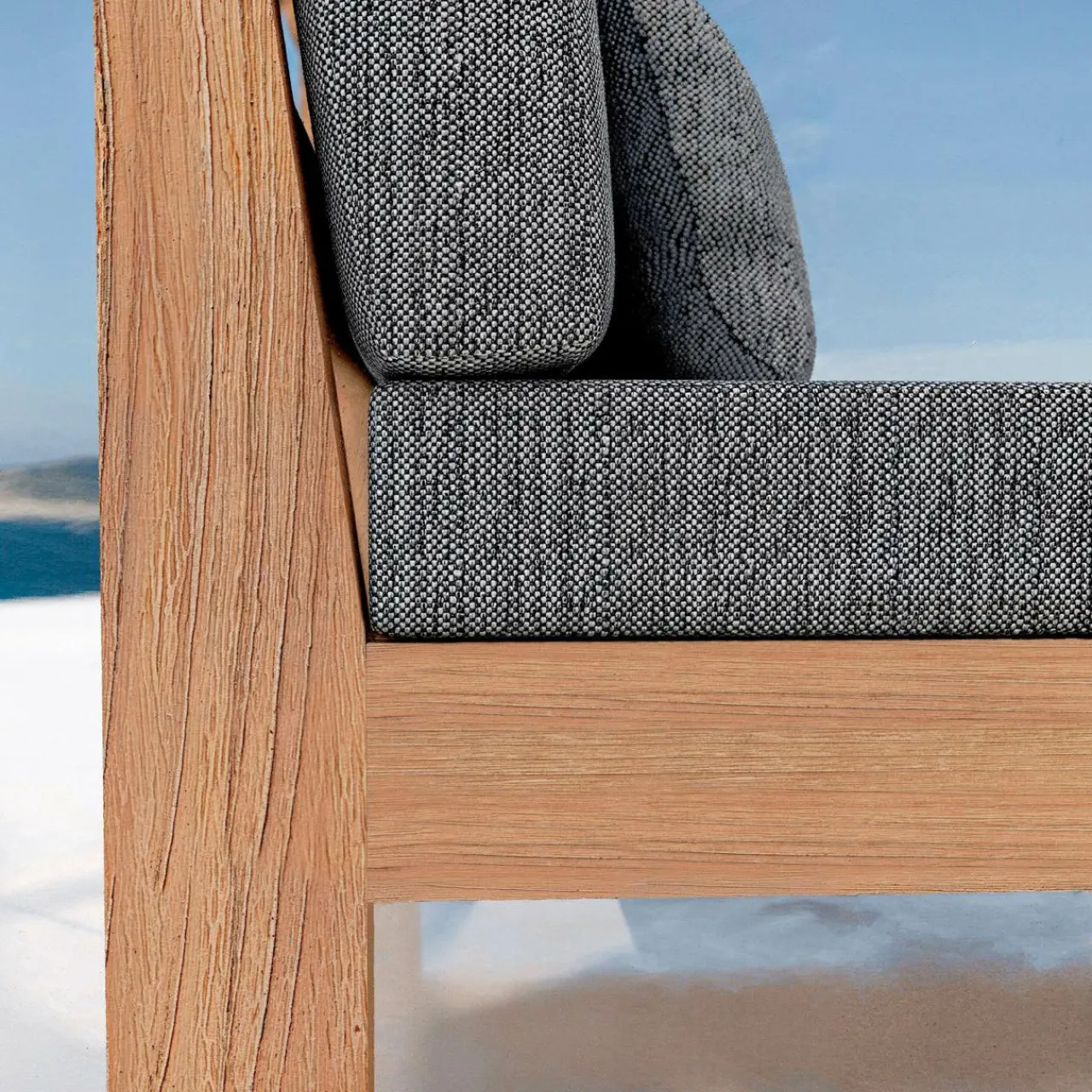 MOBELLIA Fauteuil d'angle de jardin bois d'acacia Bornéo Gris Anthracite Outlet