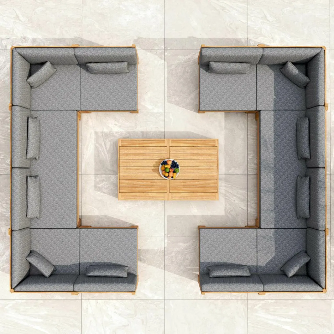 MOBELLIA Fauteuil d'angle de jardin bois d'acacia Bornéo Gris Anthracite Outlet
