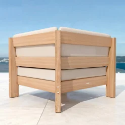 MOBELLIA Fauteuil d'angle de jardin bois d'acacia Bornéo Sable Sale