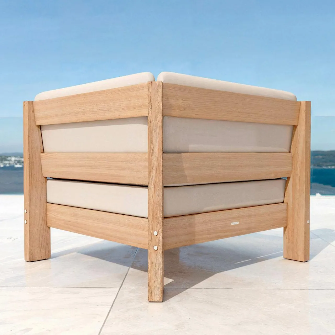 MOBELLIA Fauteuil d'angle de jardin bois d'acacia Bornéo Sable Sale
