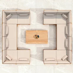 MOBELLIA Fauteuil d'angle de jardin bois d'acacia Bornéo Sable Sale