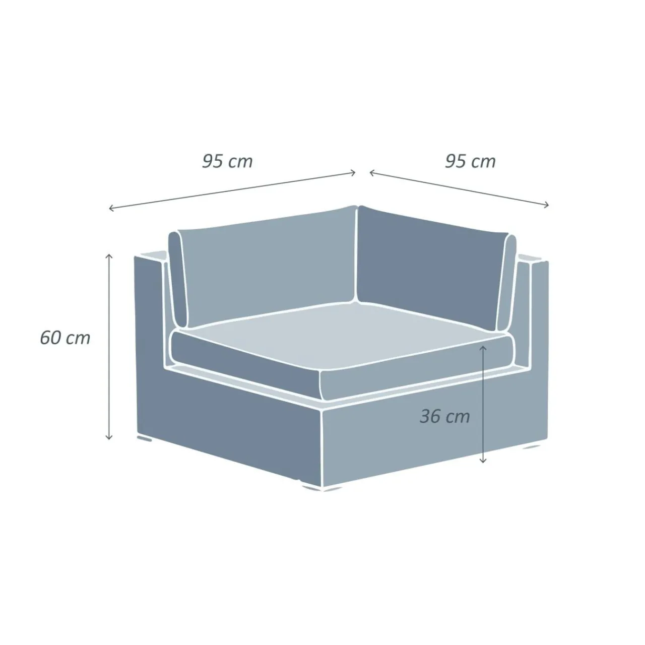 MOBELLIA Fauteuil d'angle de jardin en résine tressée Palma Blanc et beige Tresse Blanc - Beige