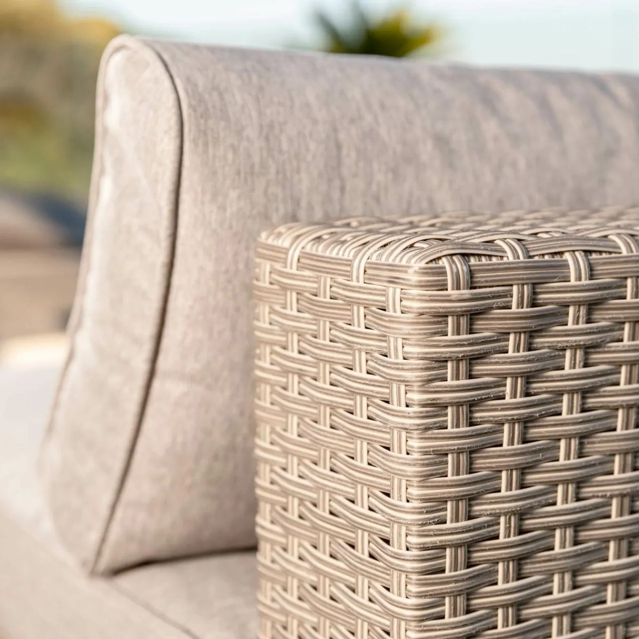MOBELLIA Fauteuil d'angle de jardin en résine tressée Palma Gris et taupe Tressé Gris - Taupe Discount