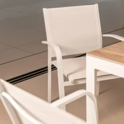 MOBELLIA Fauteuil de jardin aluminium empilable Murano Blanc New