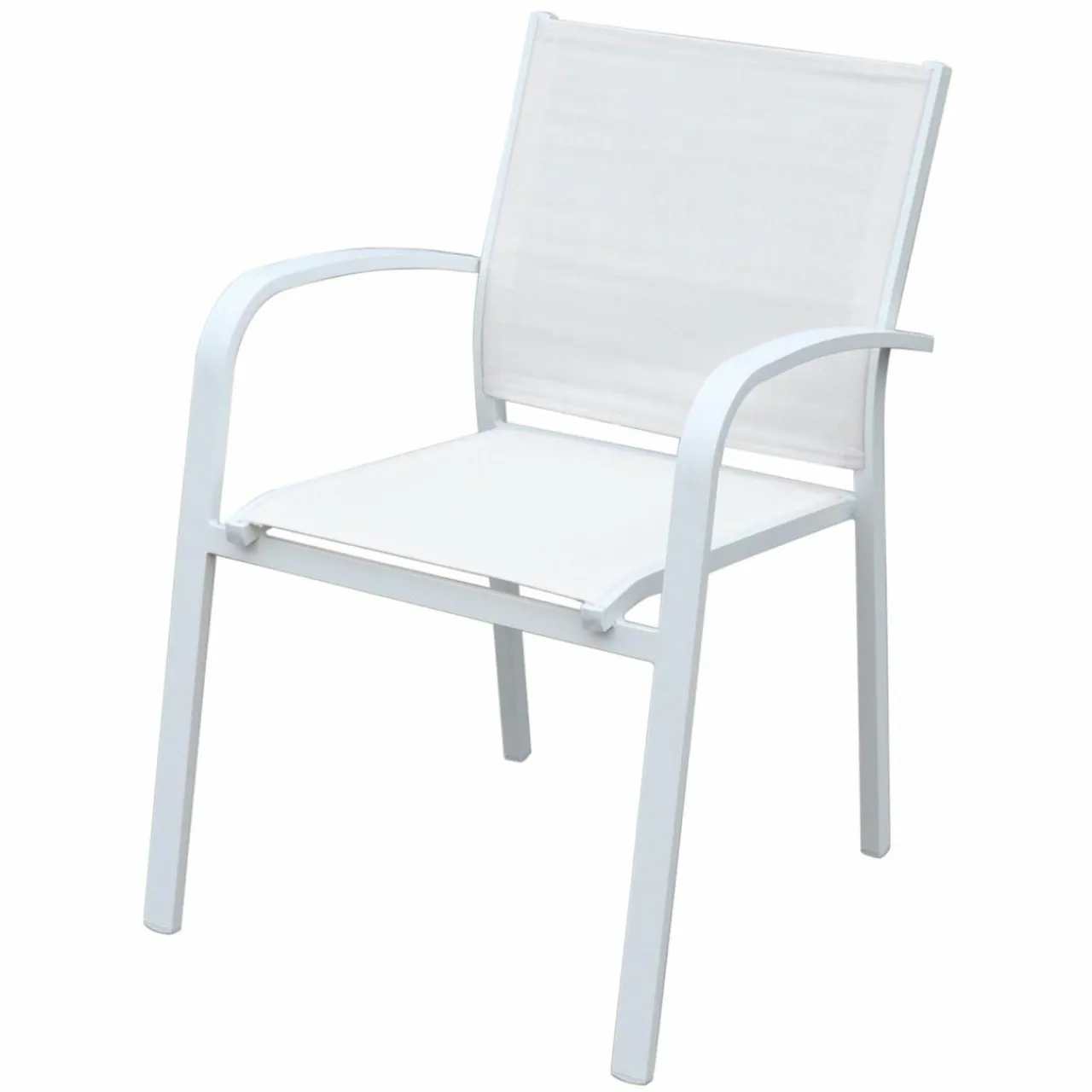 MOBELLIA Fauteuil de jardin aluminium empilable Murano Blanc New