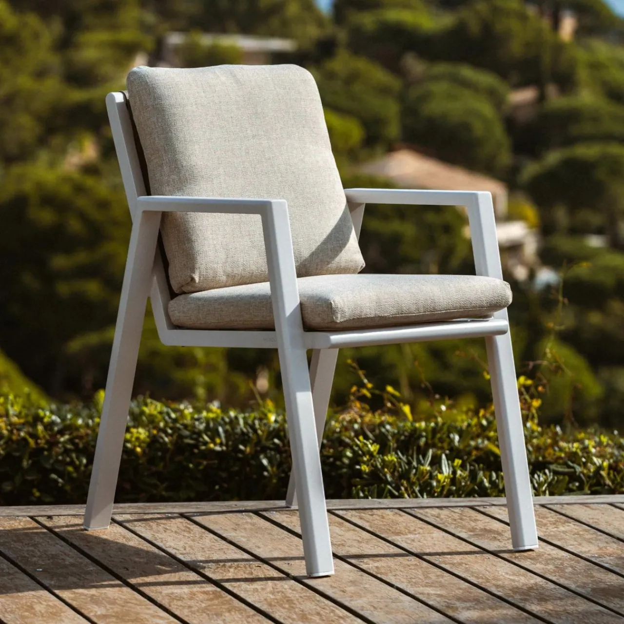 MOBELLIA Fauteuil de jardin aluminium Long Beach cendré Blanc New