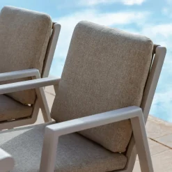 MOBELLIA Fauteuil de jardin aluminium Long Beach cendré Blanc New