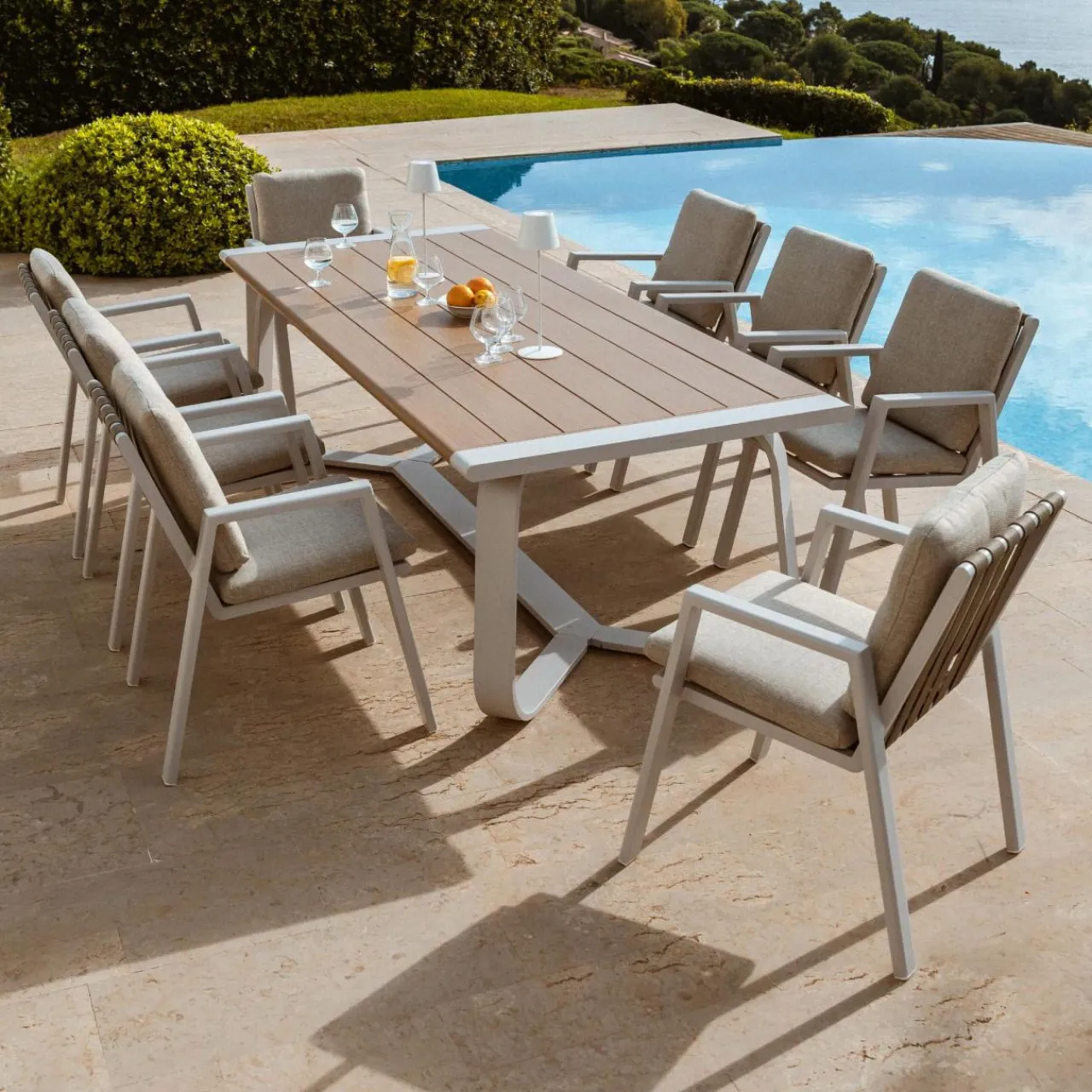 MOBELLIA Fauteuil de jardin aluminium Long Beach cendré Blanc New