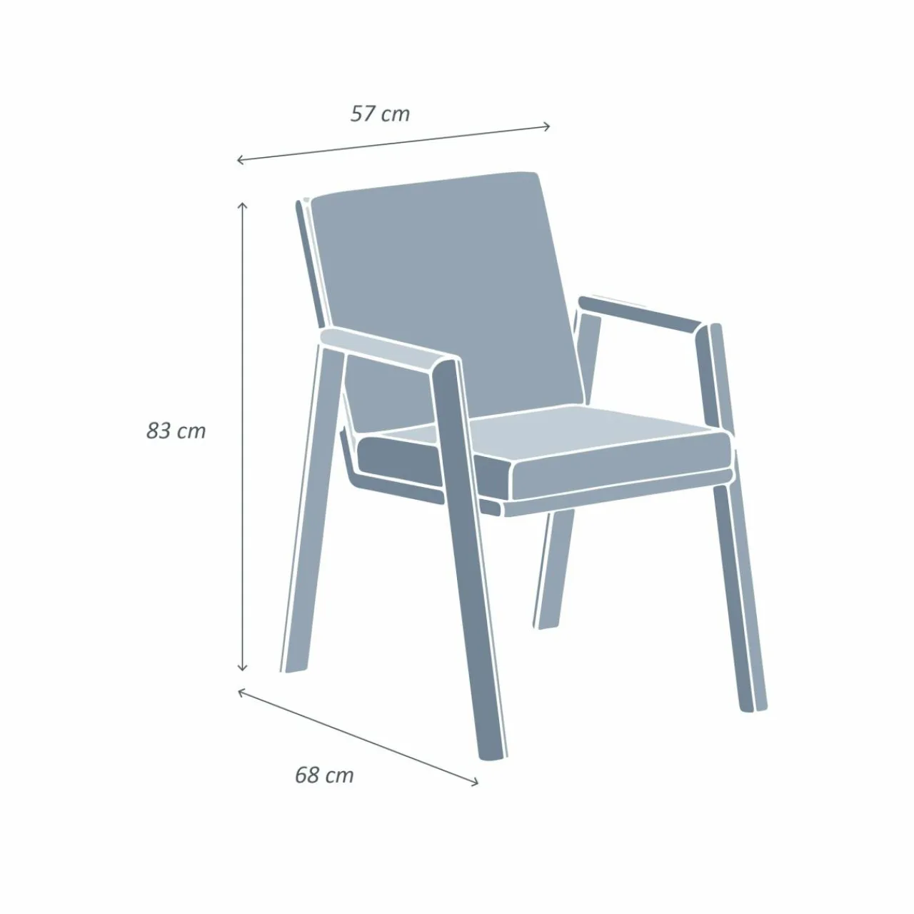 MOBELLIA Fauteuil de jardin aluminium Long Beach cendré Blanc New