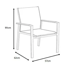 MOBELLIA Fauteuil de jardin aluminium et bois teck empilable Bali Gris Anthracite