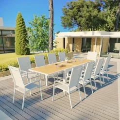 MOBELLIA Fauteuil de jardin dossier haut aluminium empilable Murano Blanc Discount