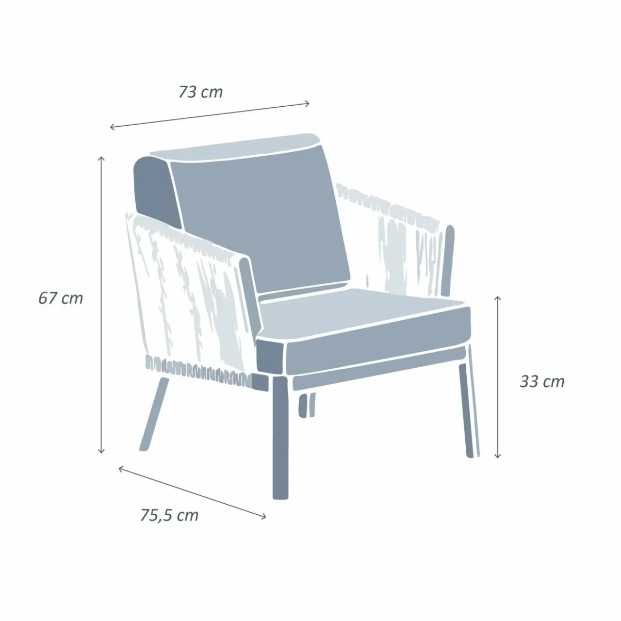 MOBELLIA Fauteuil de jardin détente en aluminium Amalfi Gris anthracite et gris clair Anthracite - Gris Clair Sale