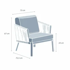 MOBELLIA Fauteuil de jardin détente en aluminium Amalfi Blanc et beige Blanc - Beige Best