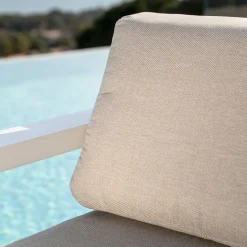 MOBELLIA Fauteuil de jardin détente en aluminium Elba Blanc et taupe Blanc - Taupe Discount