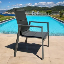 MOBELLIA Fauteuil de jardin empilable aluminium Portofino Gris Anthracite Online