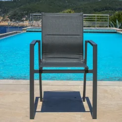 MOBELLIA Fauteuil de jardin empilable aluminium Portofino Gris Anthracite Online