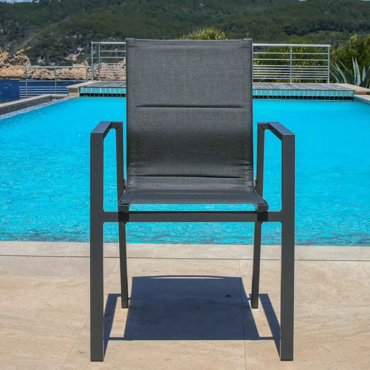 MOBELLIA Fauteuil de jardin empilable aluminium Portofino Gris Anthracite Online