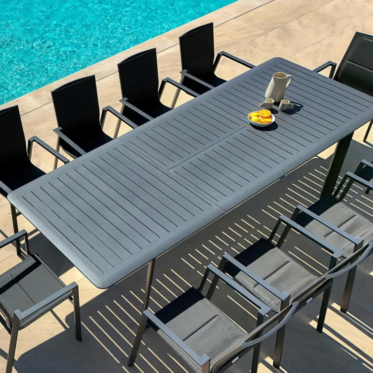 MOBELLIA Fauteuil de jardin empilable aluminium Portofino Gris Anthracite Online