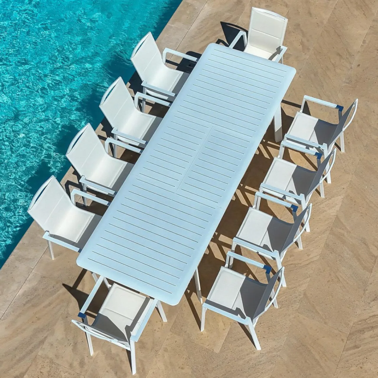 MOBELLIA Fauteuil de jardin empilable aluminium Portofino Blanc Hot