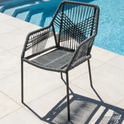 #N/A Fauteuil de jardin empilable Seville - Gris New