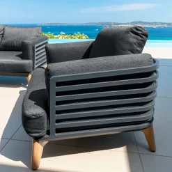 MOBELLIA Fauteuil de jardin en aluminium Monte Carlo Gris Anthracite Outlet