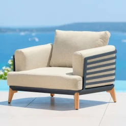 MOBELLIA Fauteuil de jardin en aluminium Monte Carlo Gris anthracite et beige Anthracite - Beige Discount