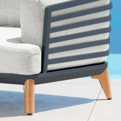 MOBELLIA Fauteuil de jardin en aluminium Monte Carlo Gris anthracite et gris clair Anthracite - Gris Clair