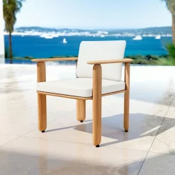 MOBELLIA Fauteuil de jardin en bois teck Java Ecru Clearance