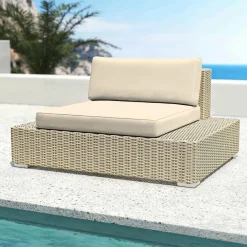 MOBELLIA Fauteuil de jardin en résine tressée Palma Gris et beige Tresse Gris - Beige Hot