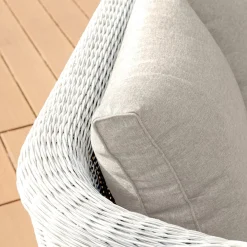 MOBELLIA Fauteuil de jardin en résine tressée Calvi Blanc et taupe Tressé Blanc - Taupe Best