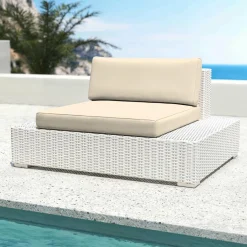 MOBELLIA Fauteuil de jardin en résine tressée Palma Blanc et beige Tresse Blanc - Beige New