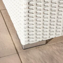 MOBELLIA Fauteuil de jardin en résine tressée Palma Blanc et beige Tresse Blanc - Beige New