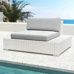 MOBELLIA Fauteuil de jardin en résine tressée Palma Blanc et gris Tresse Blanc - Gris Hot