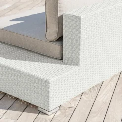 MOBELLIA Fauteuil de jardin en résine tressée Palma Blanc et taupe Tressé Blanc - Taupe Hot