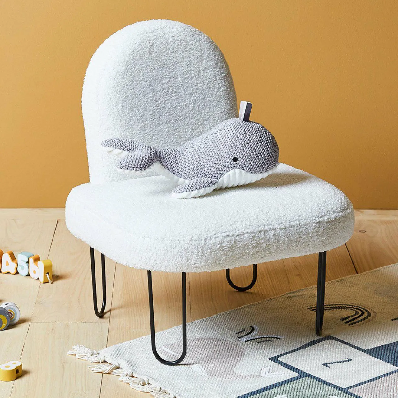 OSTARIA Fauteuil enfant bouclette (H50 cm) Augustin Blanc New