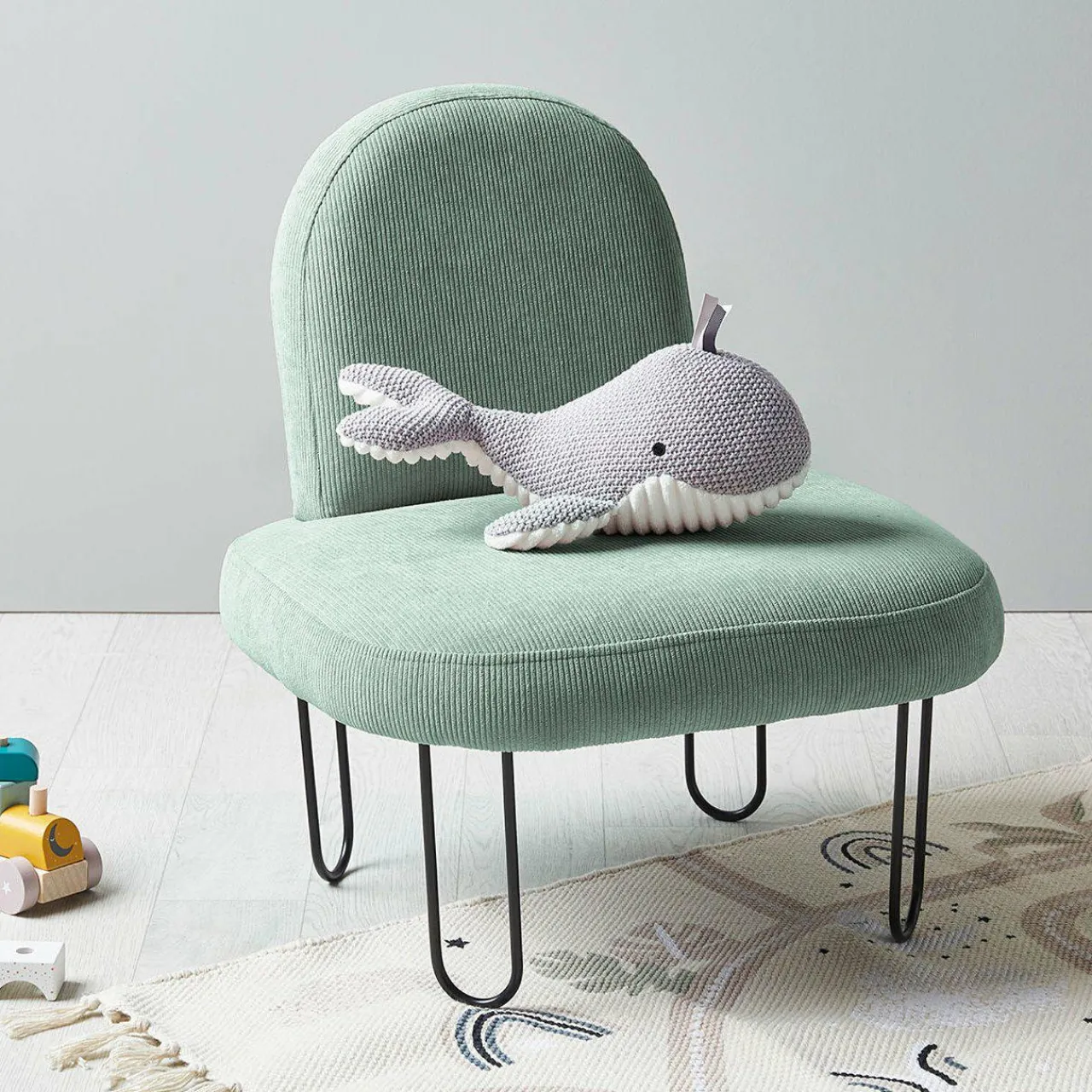 OSTARIA Fauteuil enfant velours (H50 cm) Augustin Vert