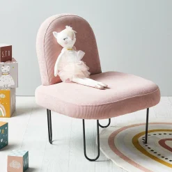 OSTARIA Fauteuil enfant velours (H50 cm) Augustin Rose Clearance