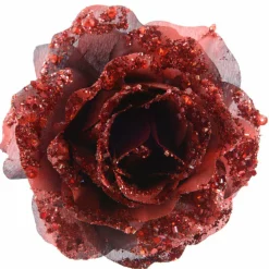 KAEMINGK Fleur décorative sur pince (D8,5 cm) pailletée Bordeaux Outlet