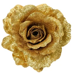 KAEMINGK Fleur décative sur pince (D12 cm) Scintillant Or New