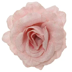 KAEMINGK Fleur décorative sur pince (D12 cm) Scintillant poudré Rose