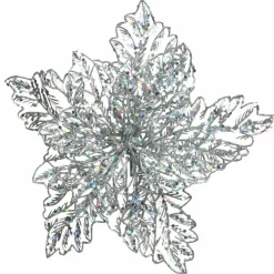 KAEMINGK Fleur décorative sur pince (D23,5 cm) Flamy Argent Discount