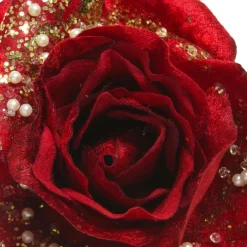 KAEMINGK Fleur décorative sur pince (D13 cm) Rose perlée Rouge Discount