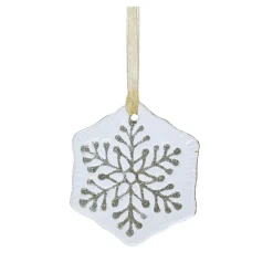 KAEMINGK Flocon de neige en verre (D7 cm) Chamonix pailleté Blanc