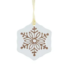 KAEMINGK Flocon de neige en verre (D7 cm) Morillon et or pailleté Blanc Best